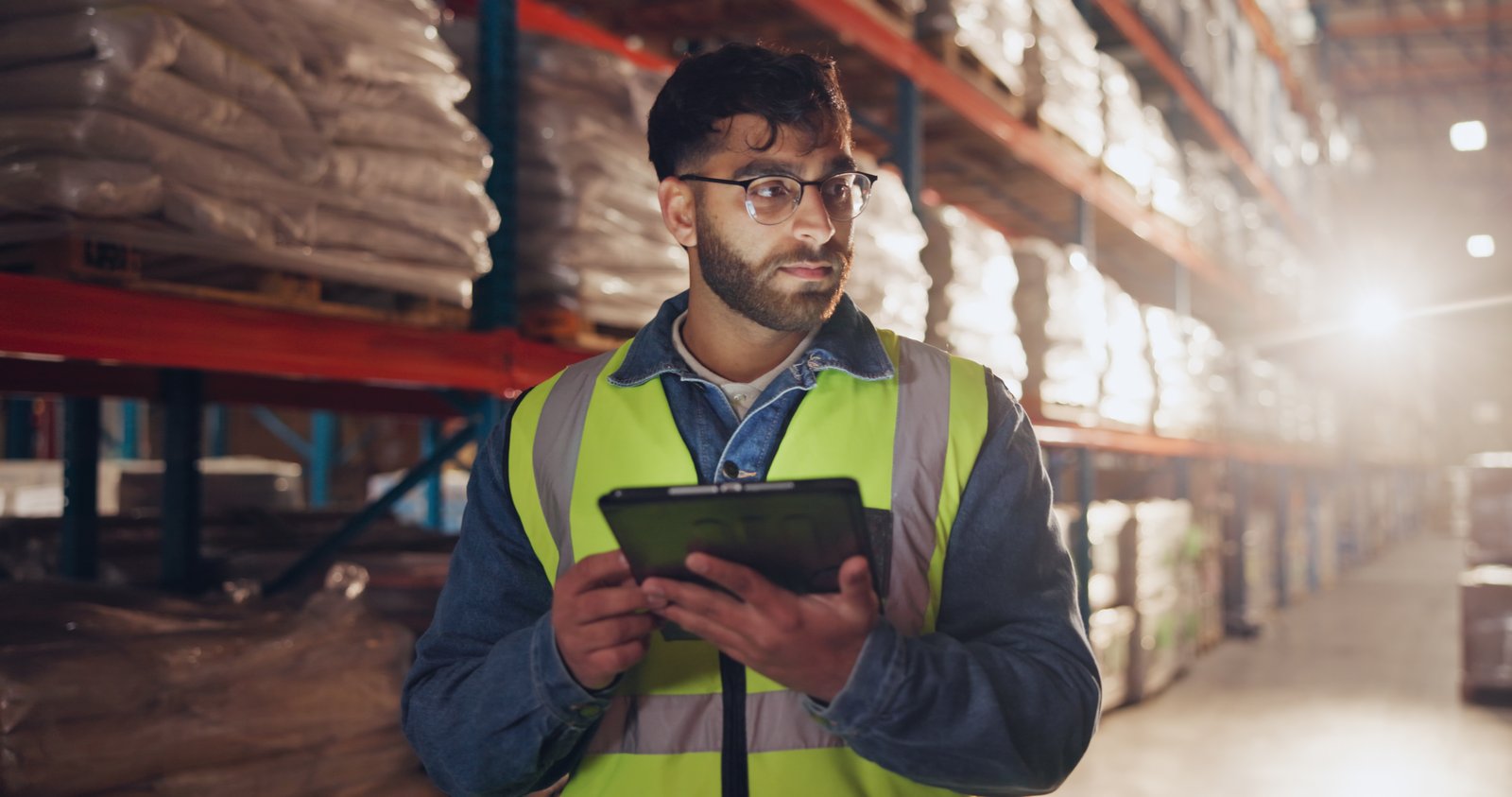 Responsabile di magazzino controlla le giacenze su tablet: ERP modulare per PMI
